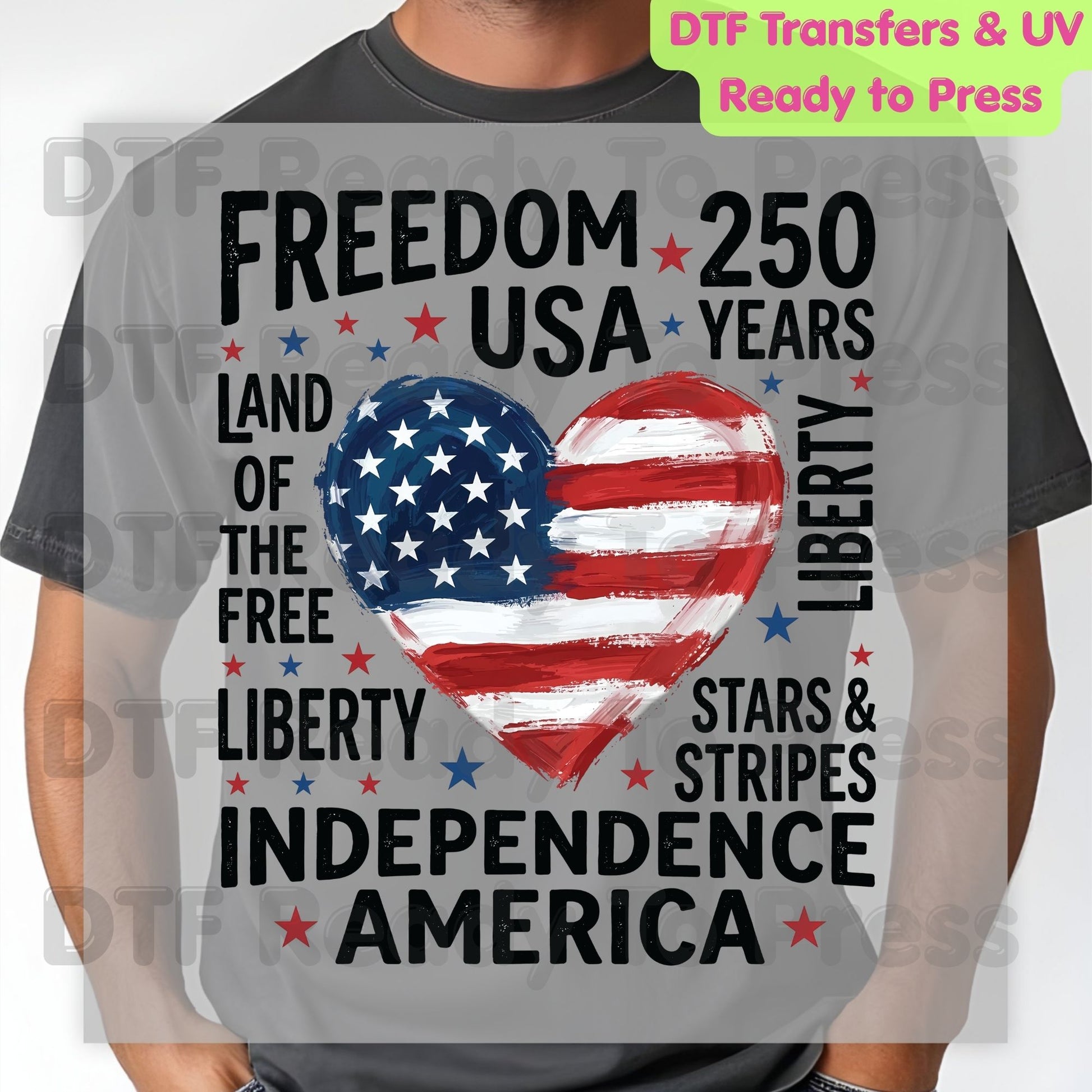 usa 250 years, freedom heart usa, patriotic heart, american flag, 4th of july, independence day, retro usa design, usa heat press, dtf transfer usa, patriotic shirt, uv sticker usa, freedom shirt usa, flag heart design