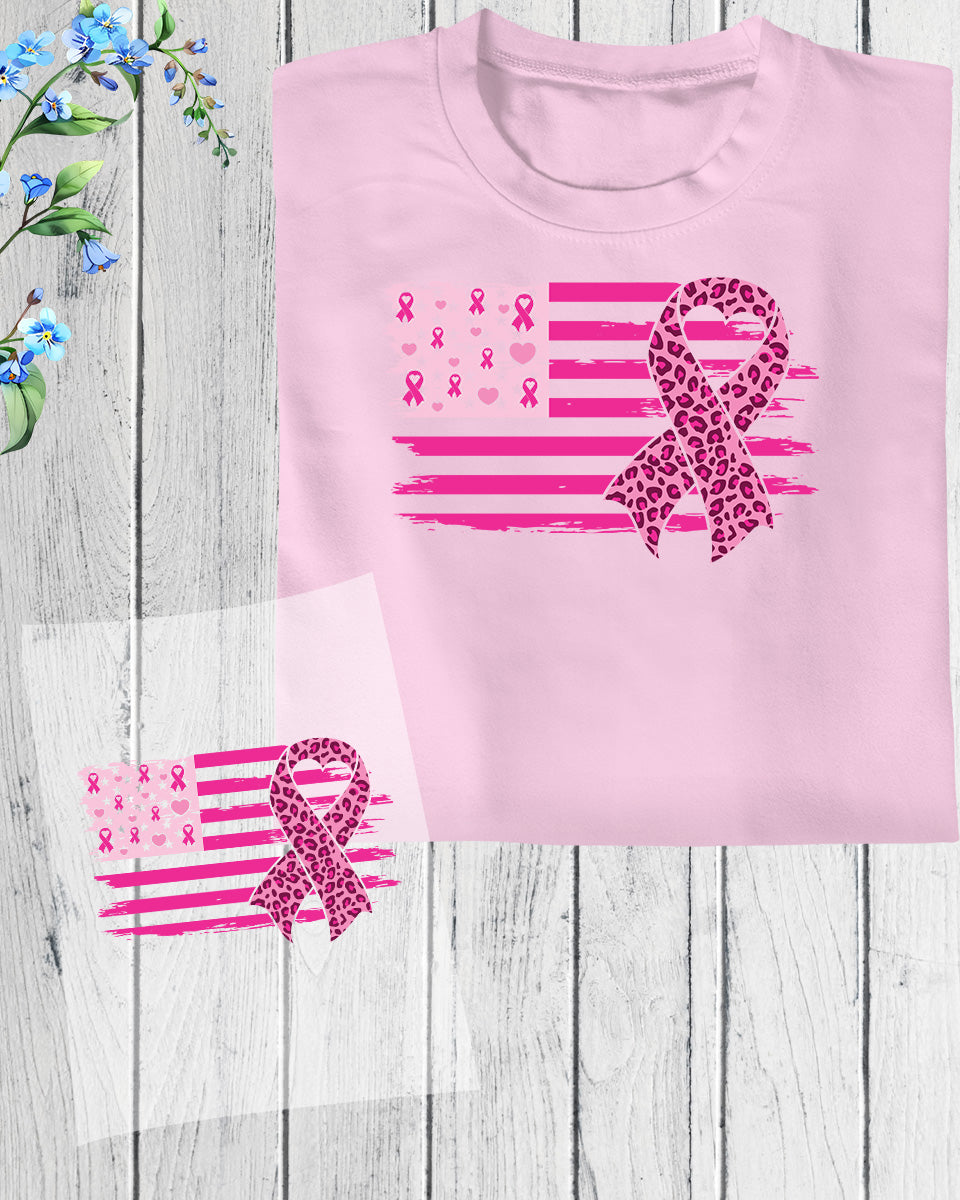 American Flag Breast Cancer DTF Transfer Film