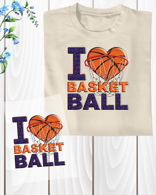 I Love Basketball DTF Transfer Film