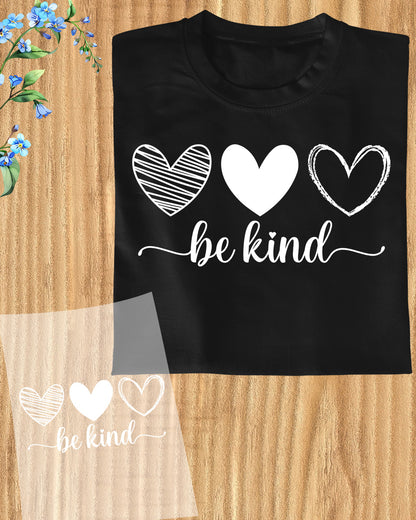 Valentine Day DTF Transfer ready to Press Be Kind Heat Transfer for Shirts Heart Love UV Sticker Girlfriend Iron on Transfer