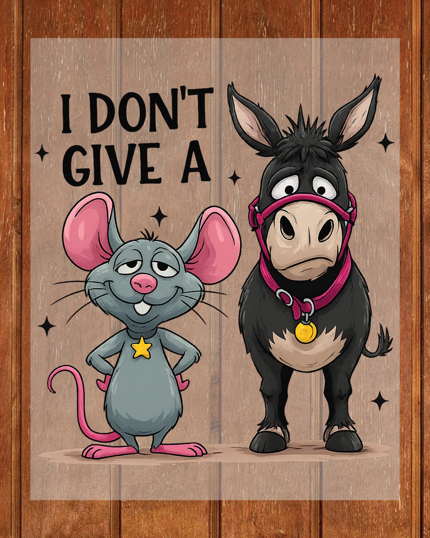 Valentine Day DTF Transfer ready to Press  I Don’t Give a Funny Mouse and Donkey Heat Transfer for Shirts Couple UV Sticker Iron Transfer