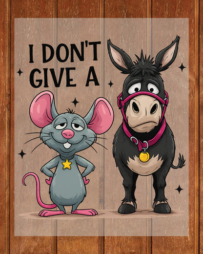 Valentine Day DTF Transfer ready to Press  I Don’t Give a Funny Mouse and Donkey Heat Transfer for Shirts Couple UV Sticker Iron Transfer