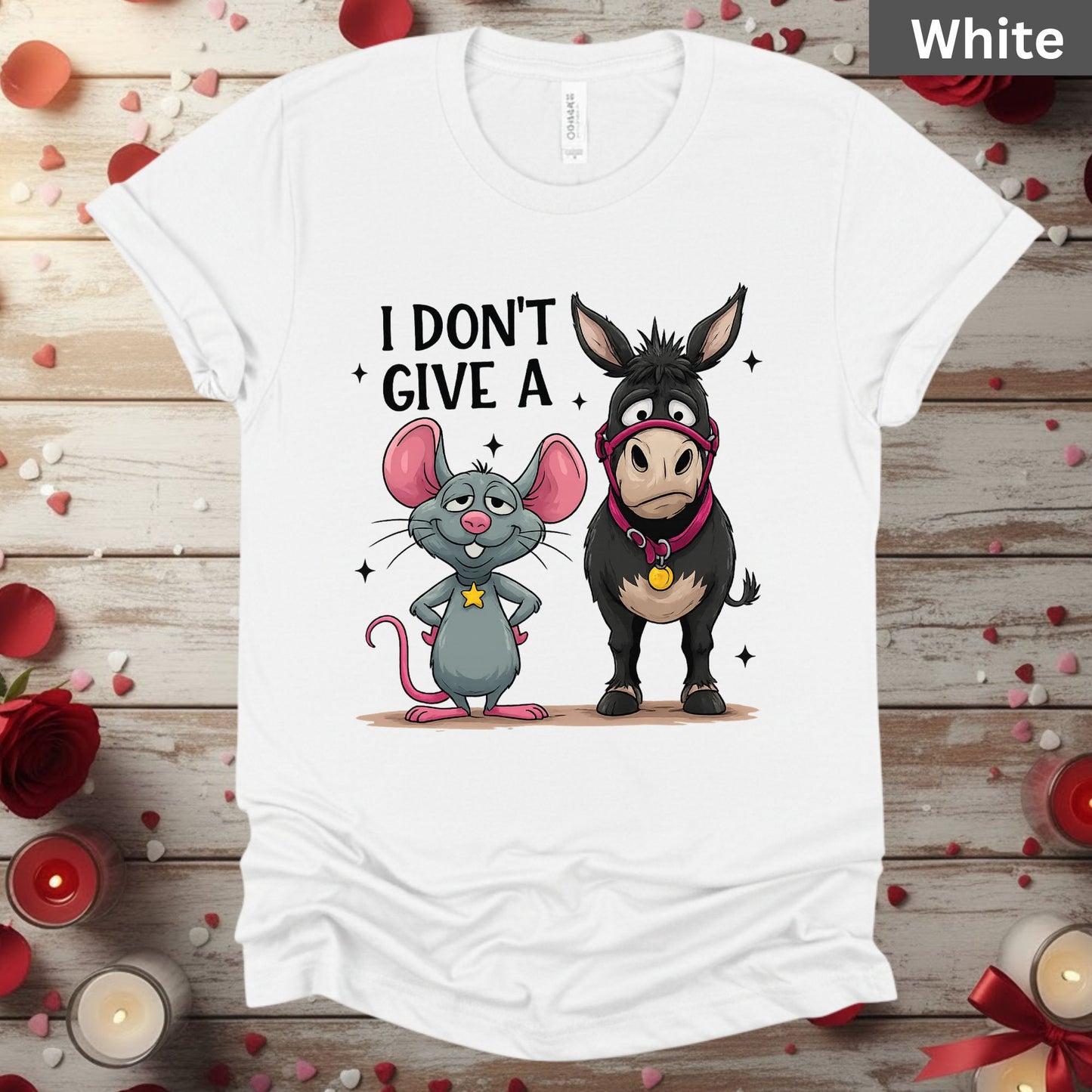 Valentine Day Shirts I Don’t Give a Funny Mouse and Donkey Tee, Comfort Colors T-Shirt, Valentine Sweatshirt Bella Canvas Apparel
