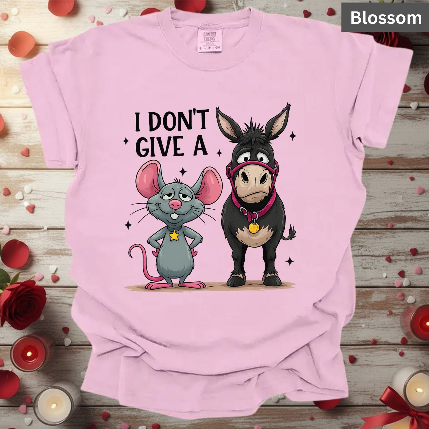 Valentine Day Shirts I Don’t Give a Funny Mouse and Donkey Tee, Comfort Colors T-Shirt, Valentine Sweatshirt Bella Canvas Apparel