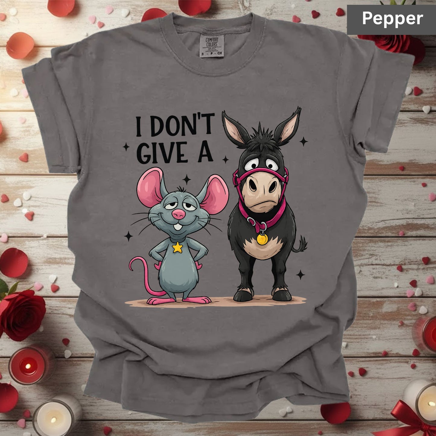 Valentine Day Shirts I Don’t Give a Funny Mouse and Donkey Tee, Comfort Colors T-Shirt, Valentine Sweatshirt Bella Canvas Apparel