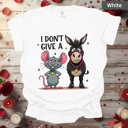 Valentine Day Shirts I Don’t Give a Funny Mouse and Donkey Tee, Comfort Colors T-Shirt, Valentine Sweatshirt Bella Canvas Apparel