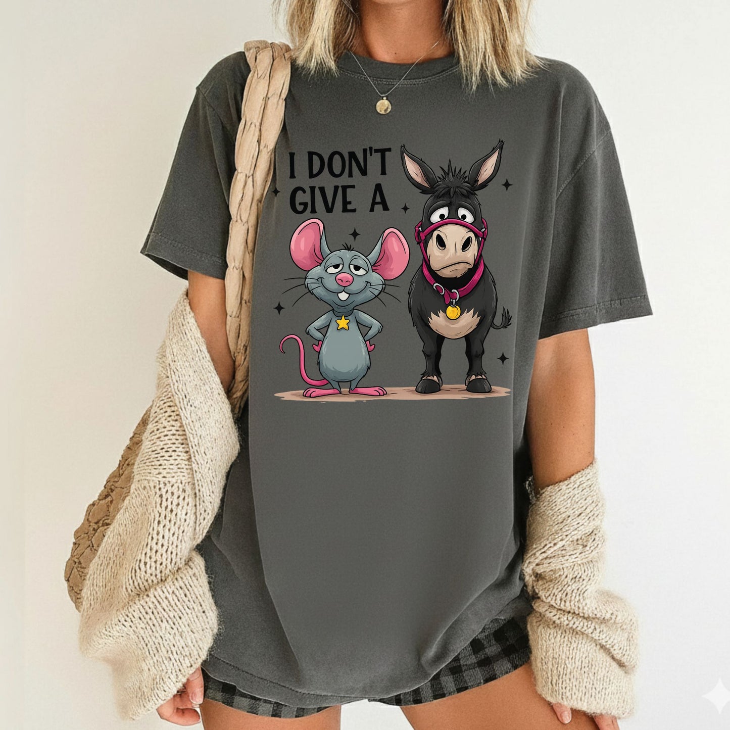 Valentine Day Shirts I Don’t Give a Funny Mouse and Donkey Tee, Comfort Colors T-Shirt, Valentine Sweatshirt Bella Canvas Apparel