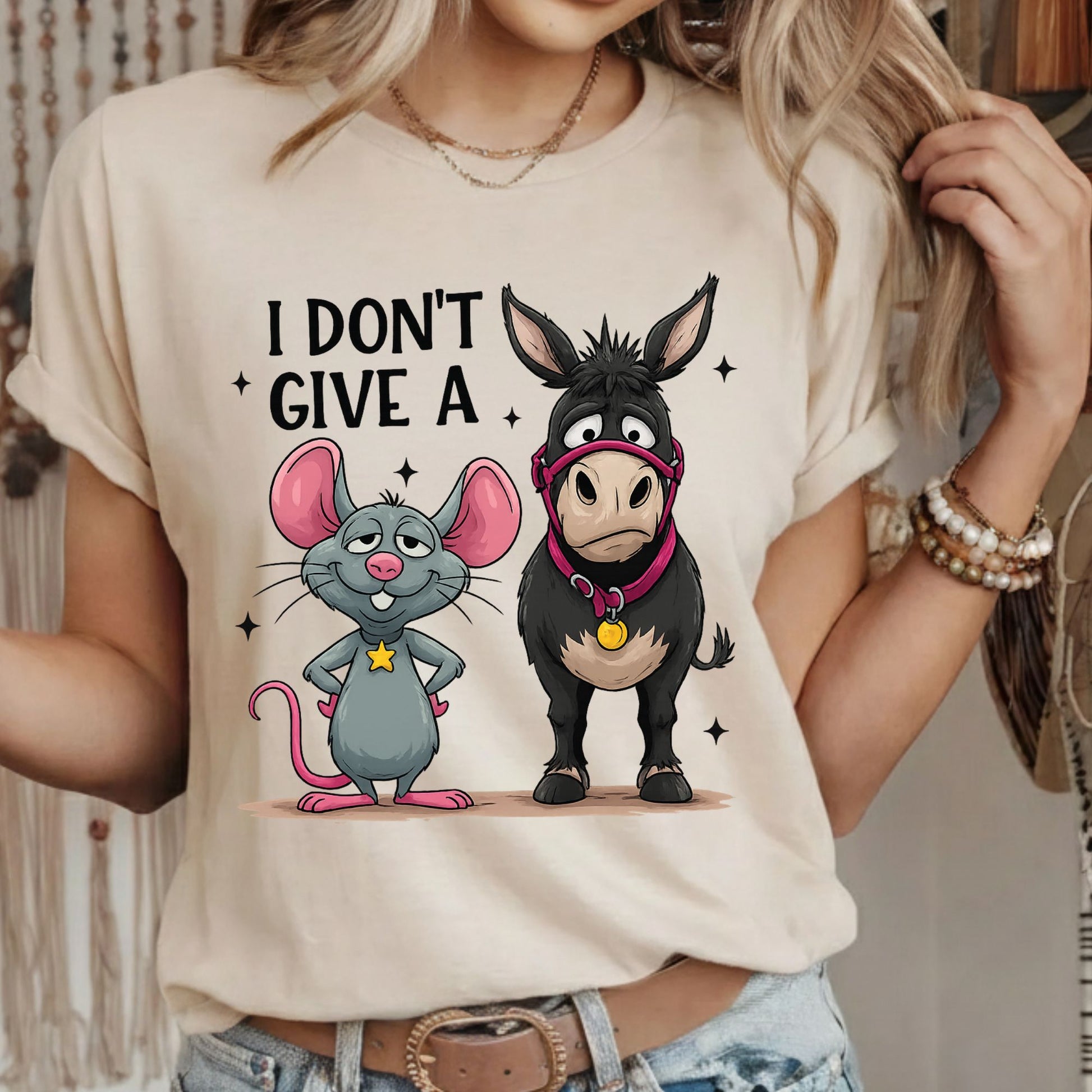 Valentine Day Shirts I Don’t Give a Funny Mouse and Donkey Tee, Comfort Colors T-Shirt, Valentine Sweatshirt Bella Canvas Apparel