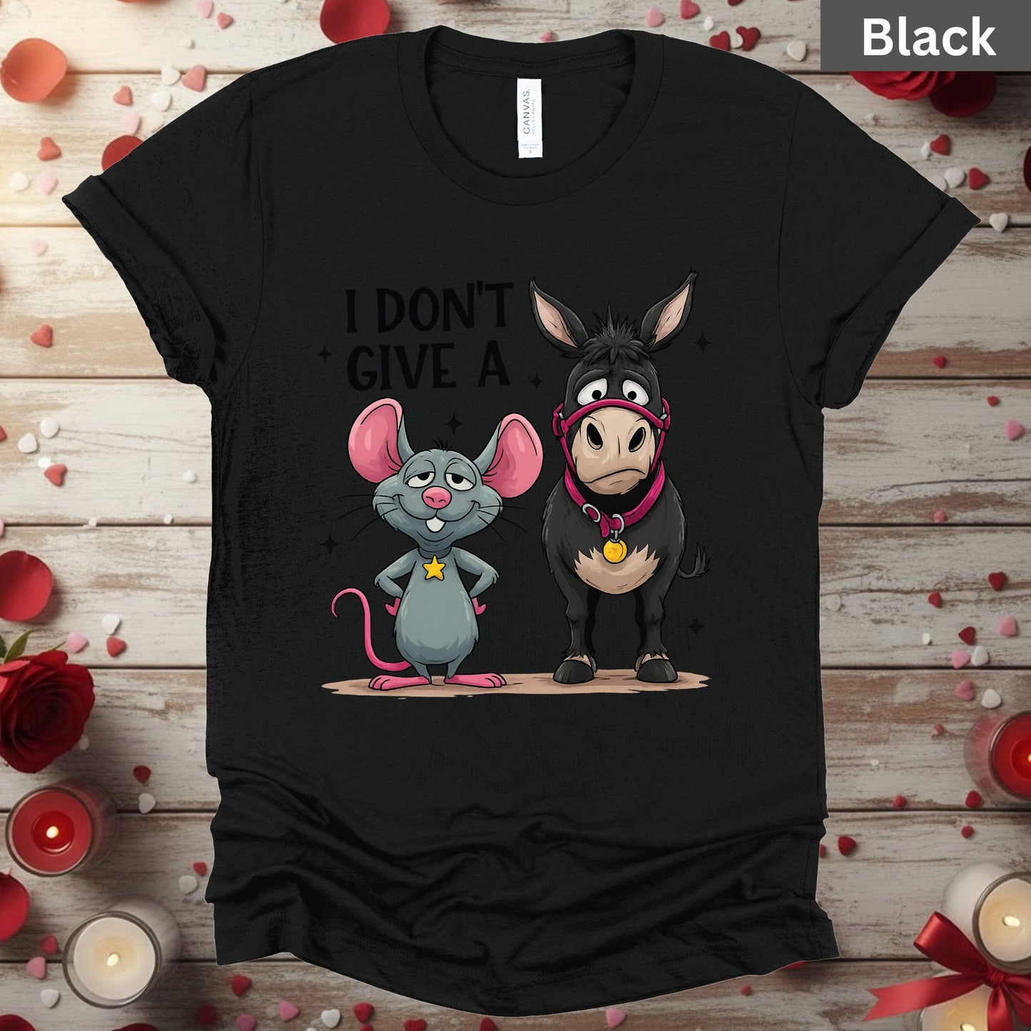 Valentine Day Shirts I Don’t Give a Funny Mouse and Donkey Tee, Comfort Colors T-Shirt, Valentine Sweatshirt Bella Canvas Apparel