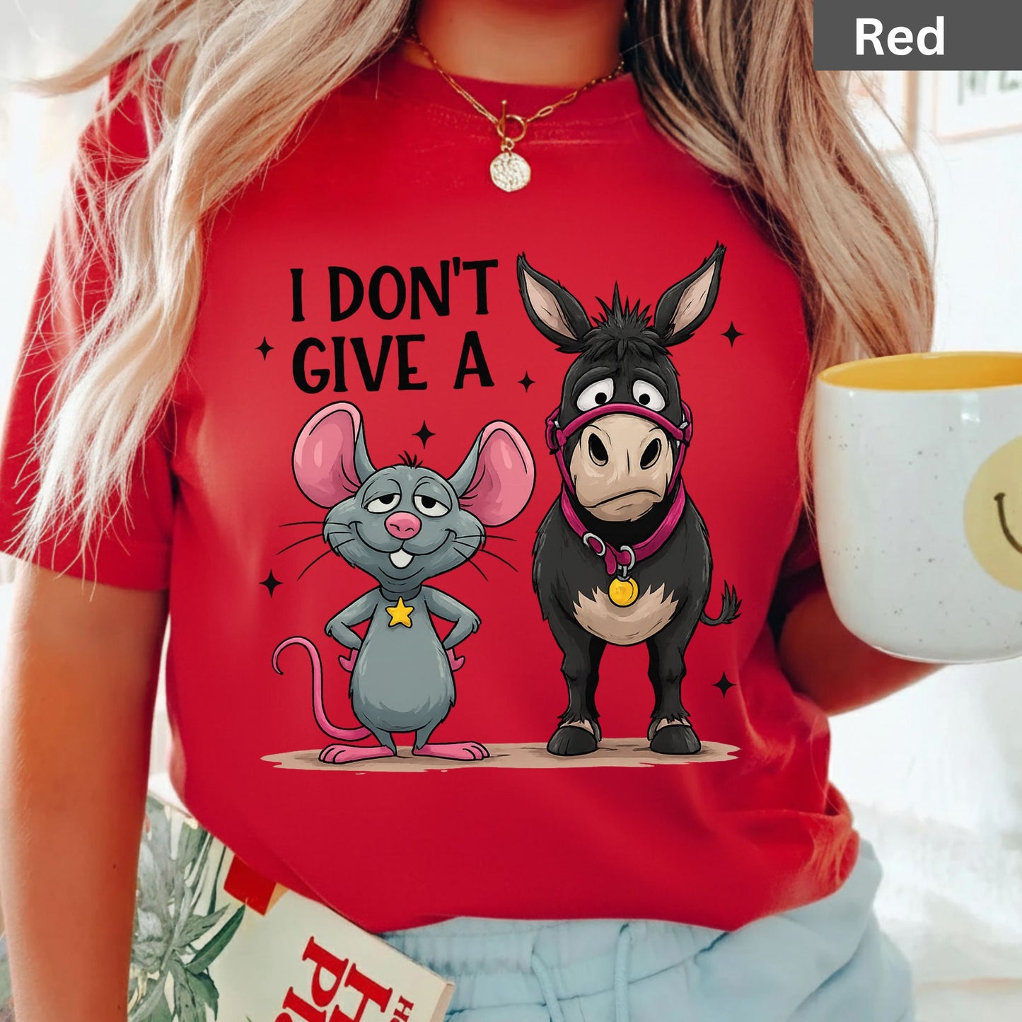 Valentine Day Shirts I Don’t Give a Funny Mouse and Donkey Tee, Comfort Colors T-Shirt, Valentine Sweatshirt Bella Canvas Apparel