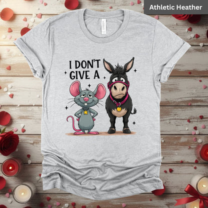 Valentine Day Shirts I Don’t Give a Funny Mouse and Donkey Tee, Comfort Colors T-Shirt, Valentine Sweatshirt Bella Canvas Apparel