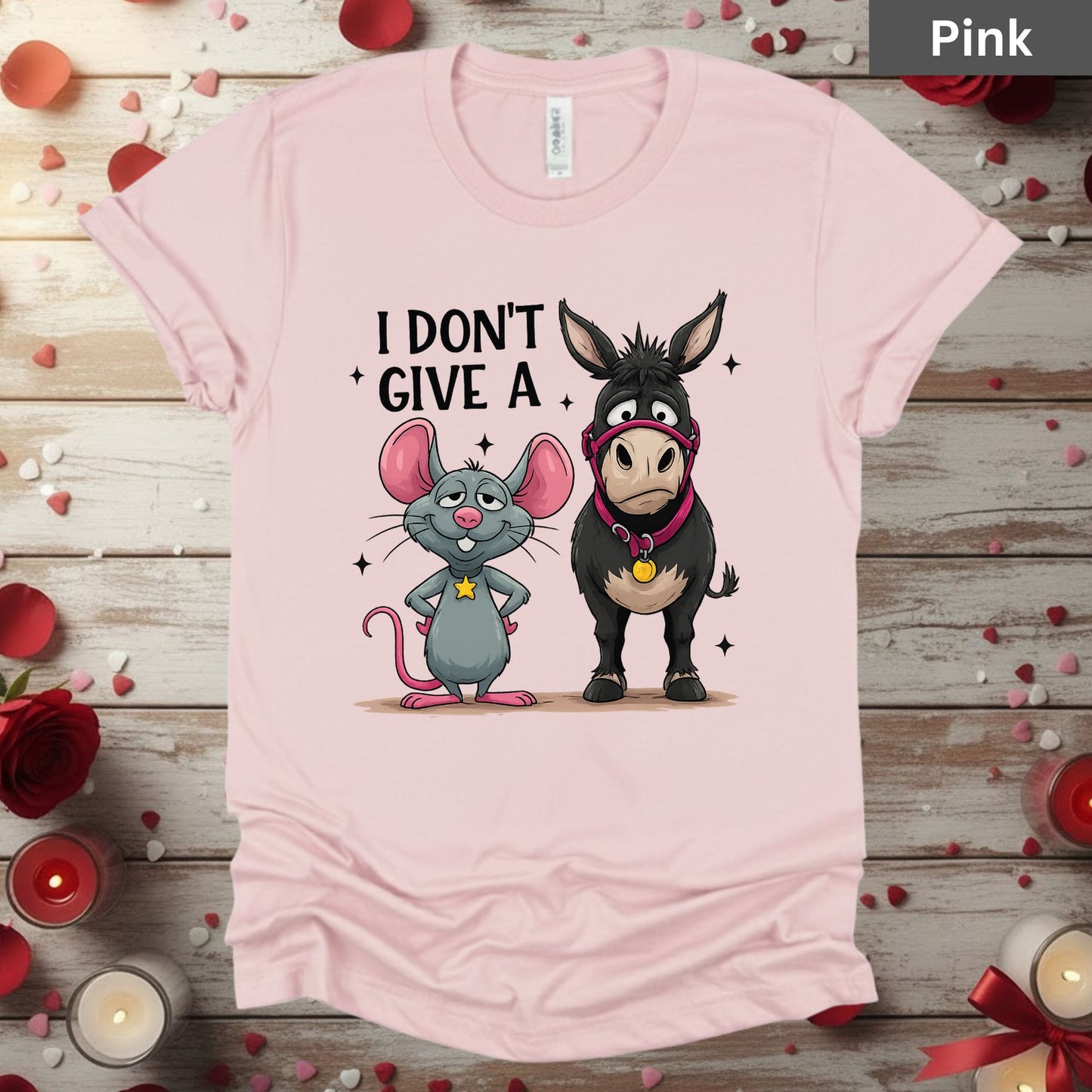 Valentine Day Shirts I Don’t Give a Funny Mouse and Donkey Tee, Comfort Colors T-Shirt, Valentine Sweatshirt Bella Canvas Apparel