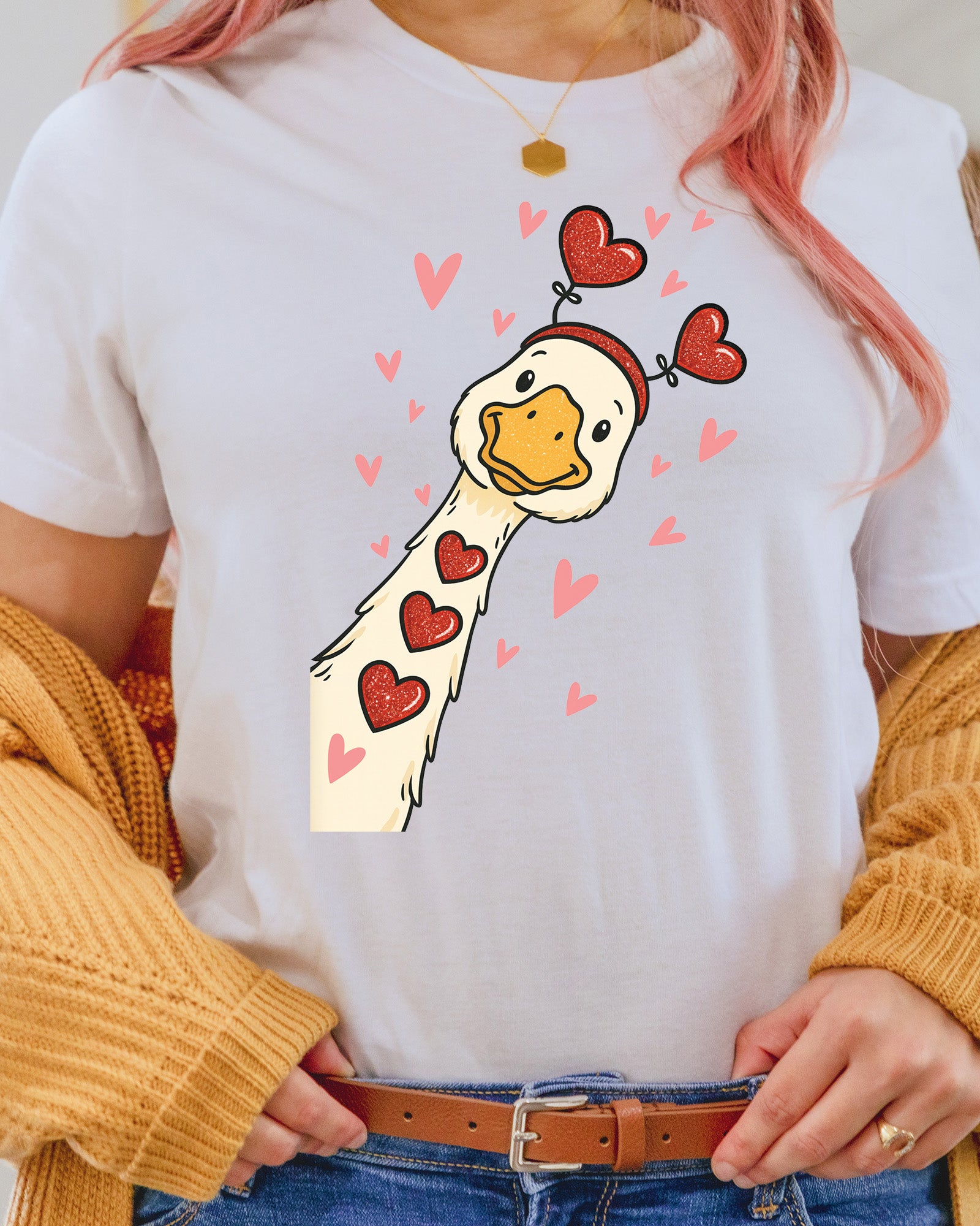 Valentine Goose DTF Transfer ready to Press Retro Valentine's Day Heat Transfer for Shirts Couple UV Sticker Girlfriend Iron on Transfer