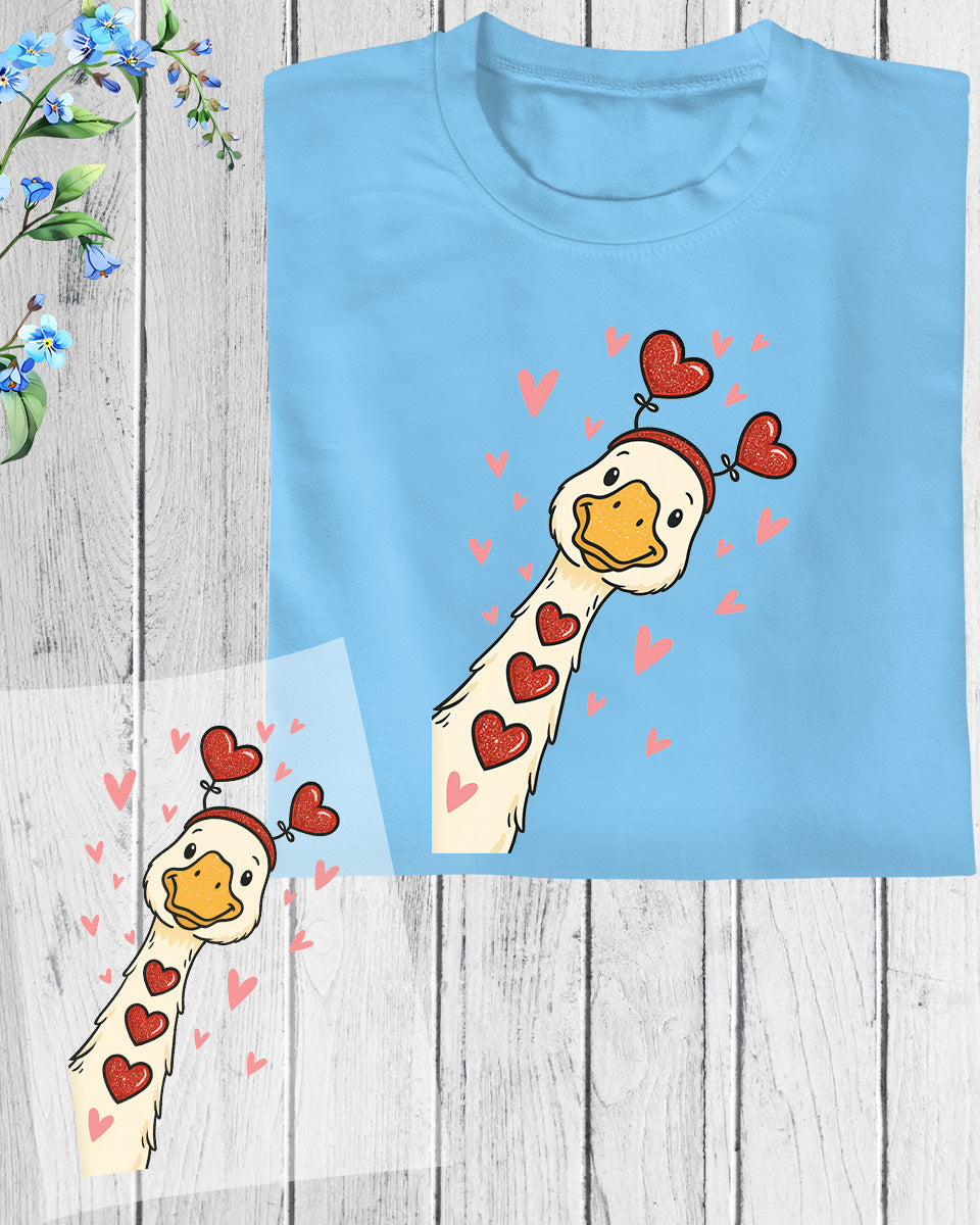 Valentine Goose DTF Transfer ready to Press Retro Valentine's Day Heat Transfer for Shirts Couple UV Sticker Girlfriend Iron on Transfer
