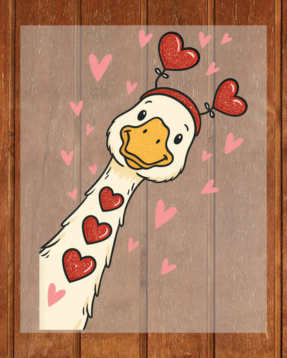 Valentine Goose DTF Transfer ready to Press Retro Valentine's Day Heat Transfer for Shirts Couple UV Sticker Girlfriend Iron on Transfer