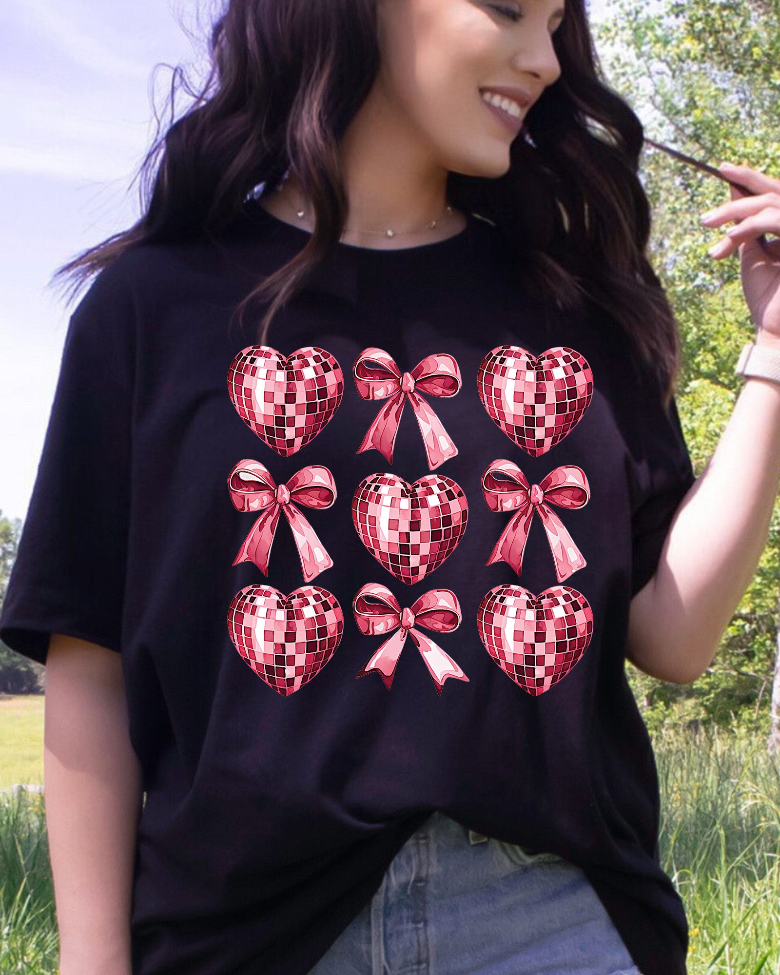 Valentines Day Coquette Pink Heart DTF Transfer Ready to Press