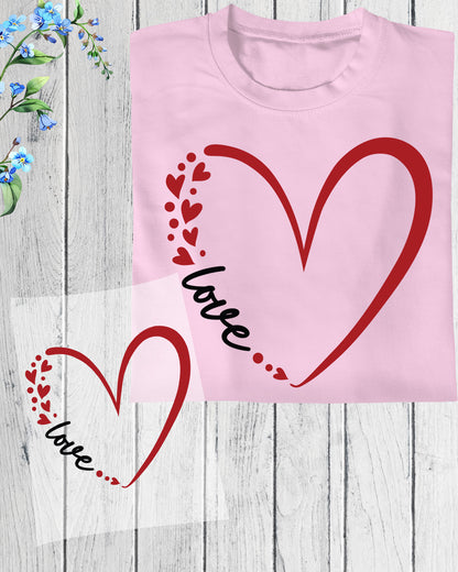 Valentine's Day DTF Transfer ready to Press Love Heart Heat Transfer for Shirts Couple UV Sticker Girlfriend Wife Iron on Transfer
