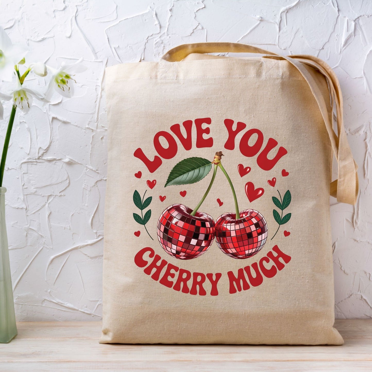 Love You Cherry Much DTF Transfer ready to Press