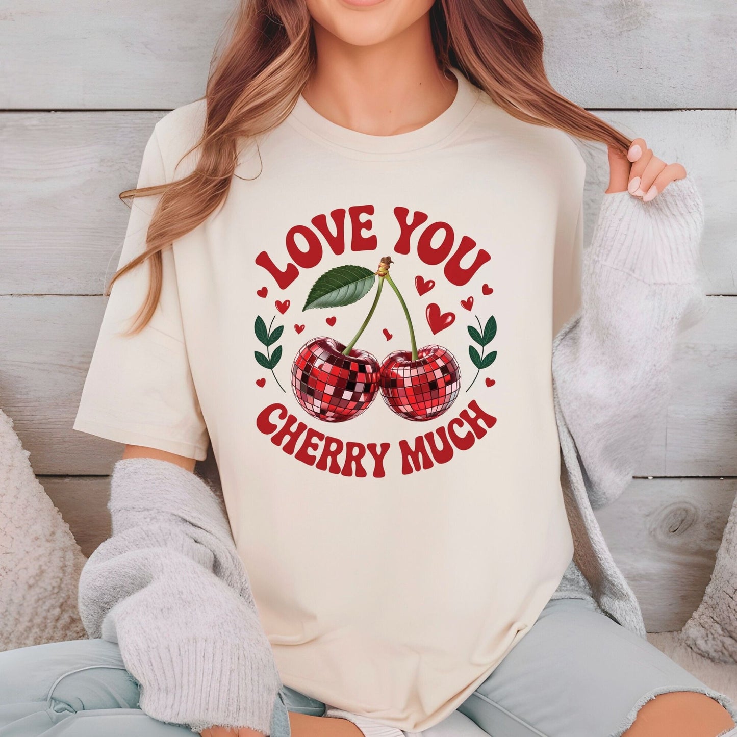 Valentines Day DTF Transfer ready to Press Love You Cherry Much Heat Transfer for Shirts Valentine UV Sticker Prints Iron on Transfer