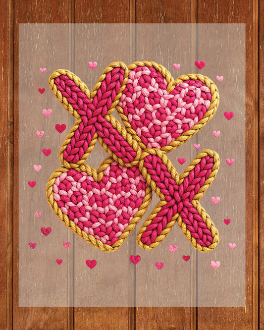 Valentine's Day Xoxo Faux Yarn DTF Transfer