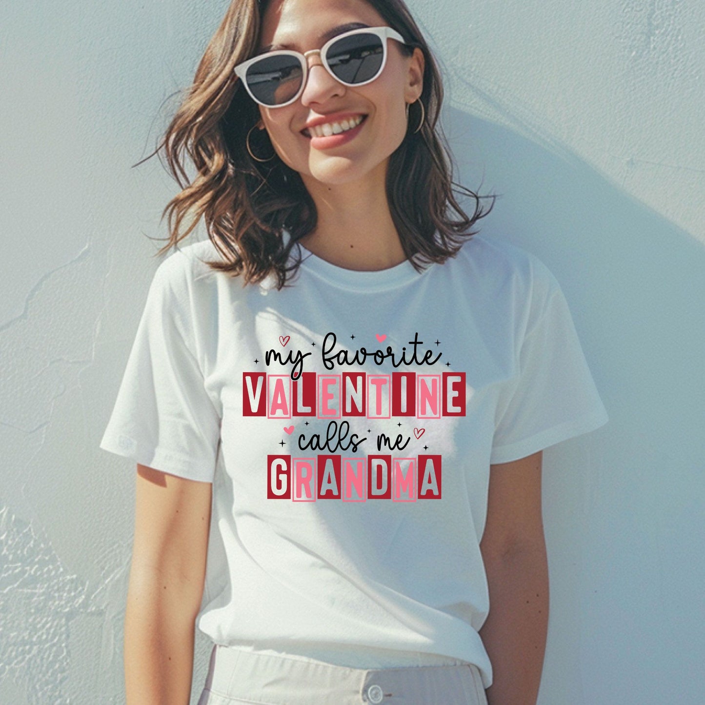 Valentines Gift for Grandma Womens My Favorite Valentines Call Me Grandma Shirts Ladies Retro Valentine Tees