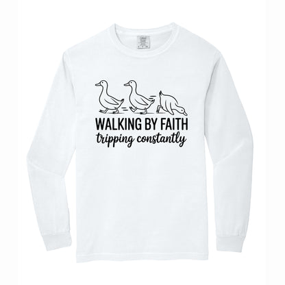 Walking by Faith Funny Comfort Colors T Shirt
