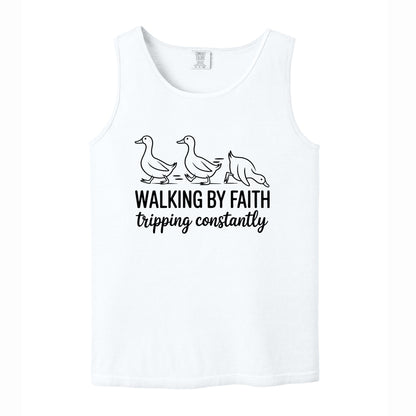 Walking by Faith Funny Comfort Colors T Shirt
