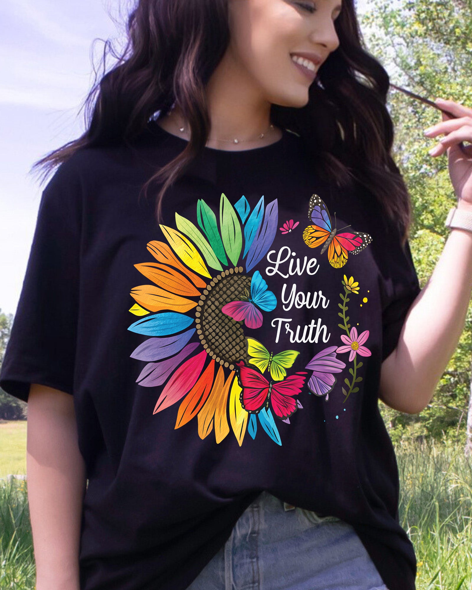 Vibrant Sunflower & Butterfly Pride DTF Transfer