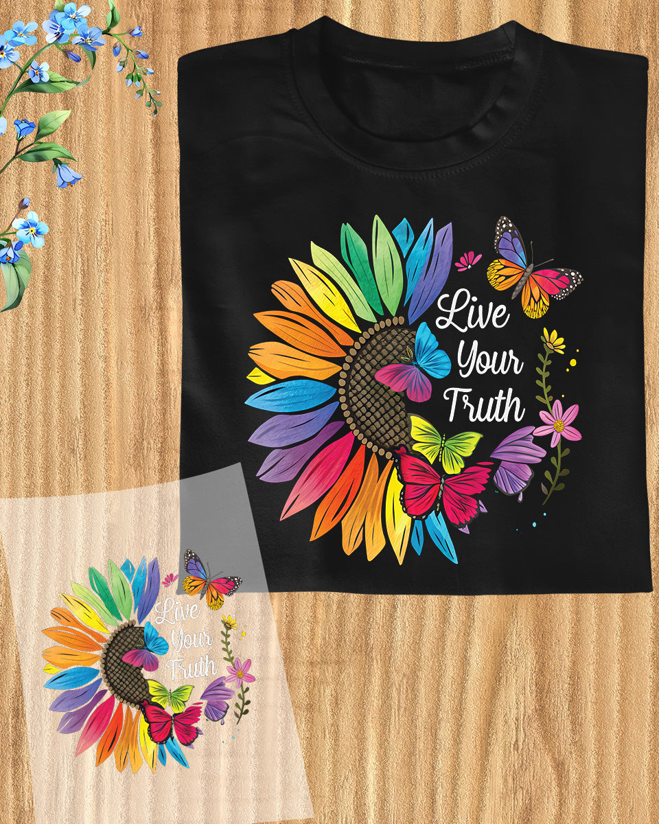 Vibrant Sunflower & Butterfly Pride DTF Transfer