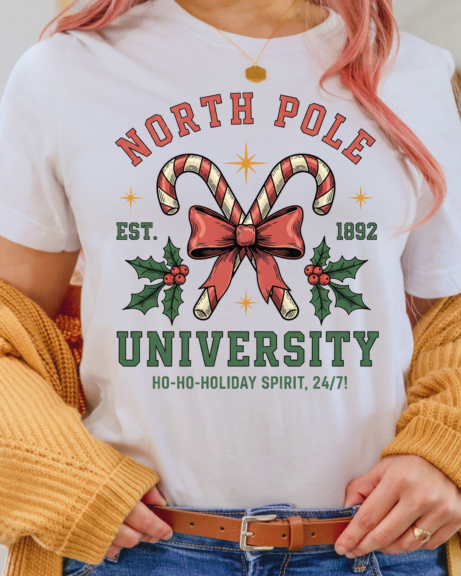 Vintage Christmas University DTF Transfer, Holiday Heat Press Design, Xmas Shirt Print, UV DTF Sticker, Retro Christmas Gift Idea