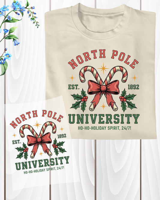 Vintage Christmas University DTF Transfer, Holiday Heat Press Design, Xmas Shirt Print, UV DTF Sticker, Retro Christmas Gift Idea