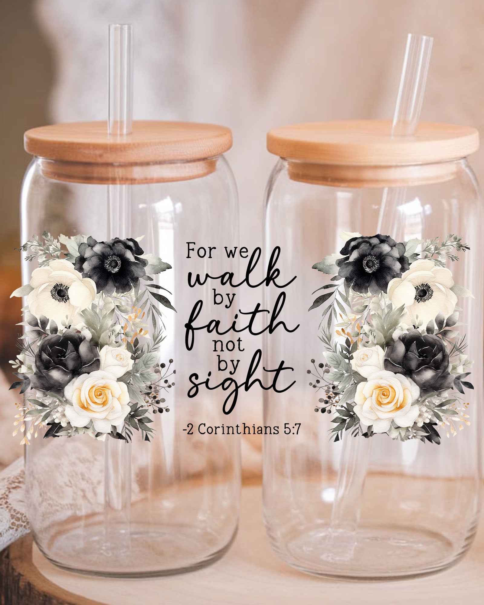 Walk By Faith Christian Tumbler UV DTF Decals