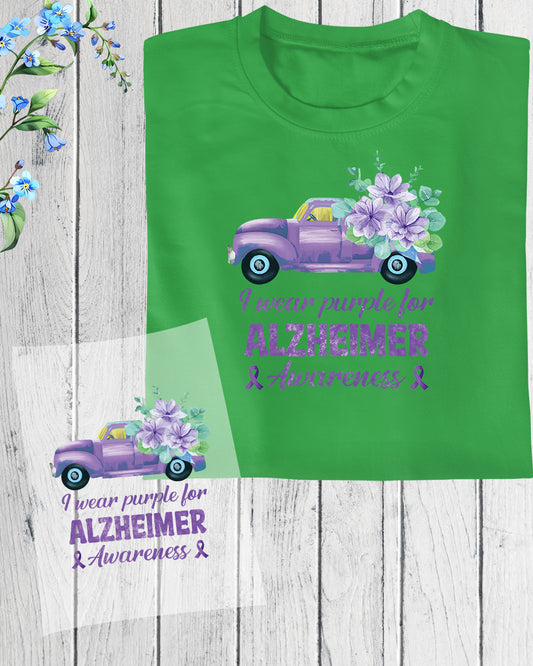 I Wear Purple For Alzheimer's Awareness DTF Transfer Film