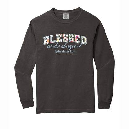 Blessed and Chosen Floral Comfort Colors T Shirt
