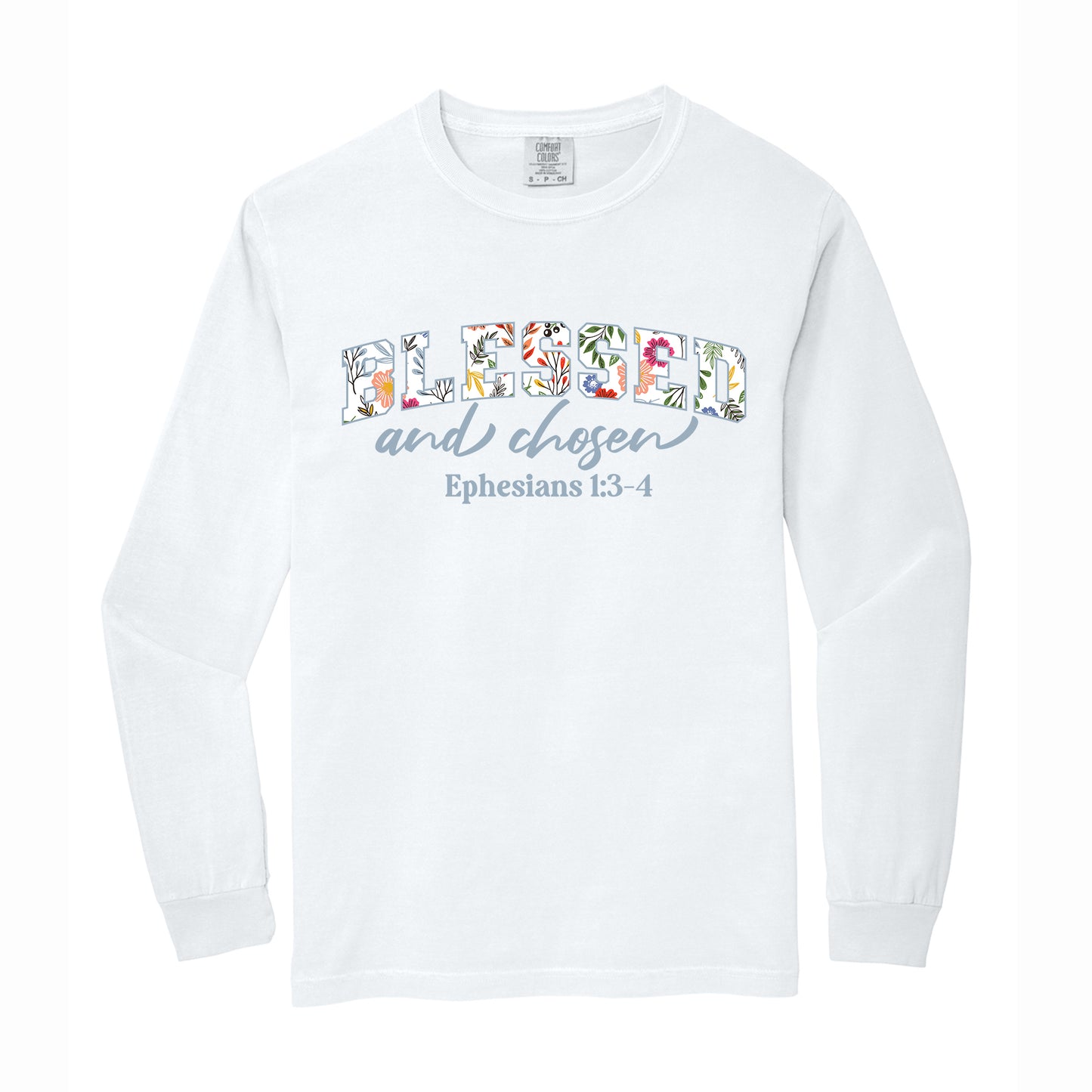 Blessed and Chosen Floral Comfort Colors T Shirt