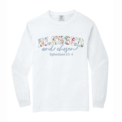 Blessed and Chosen Floral Comfort Colors T Shirt