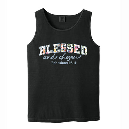 Blessed and Chosen Floral Comfort Colors T Shirt