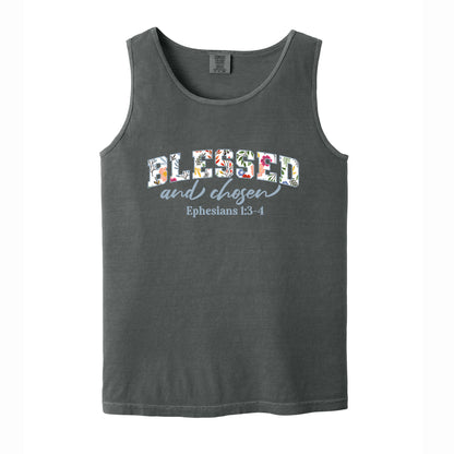 Blessed and Chosen Floral Comfort Colors T Shirt