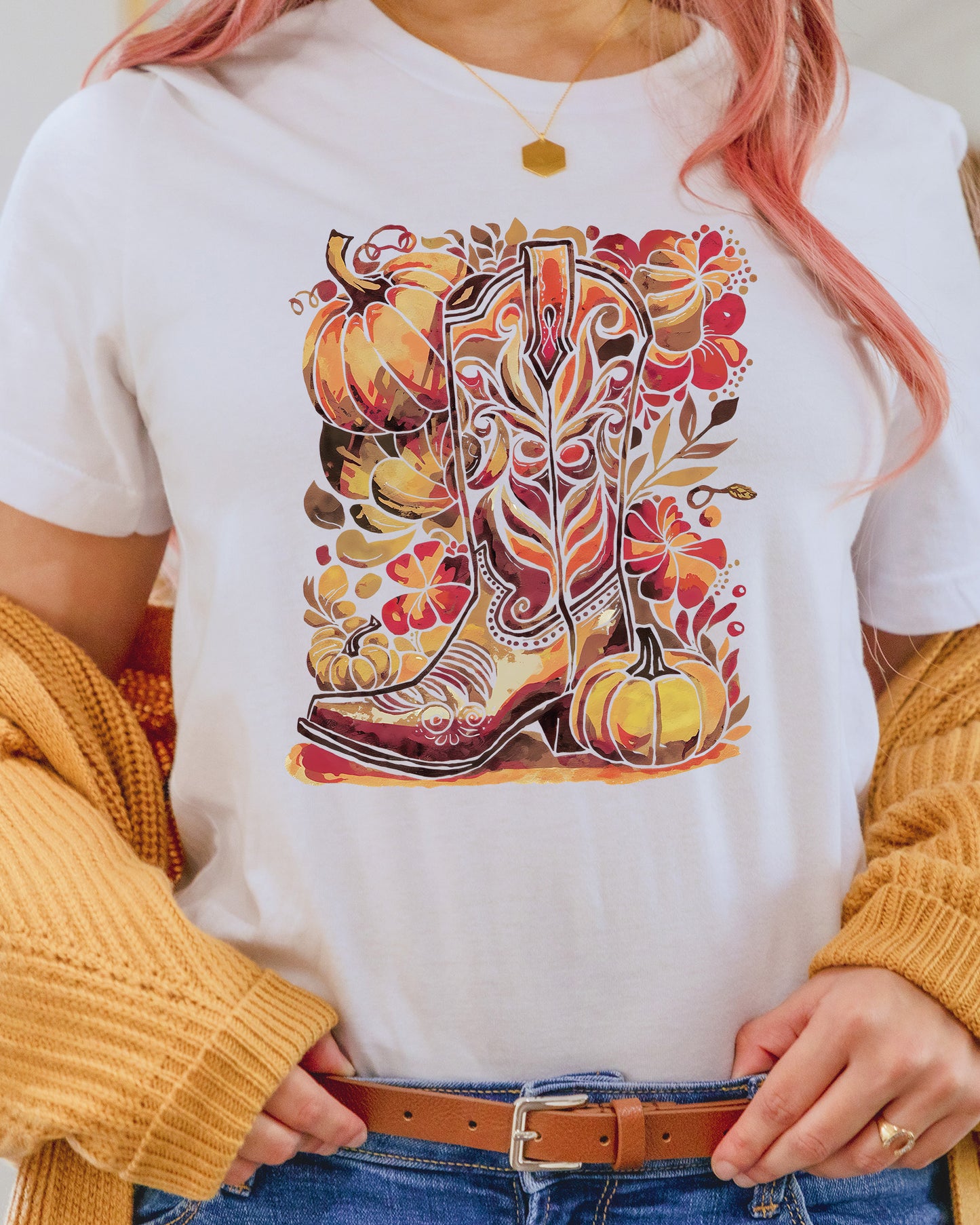 Western Fall Cowboy Boot Boho Fall DTF Transfer