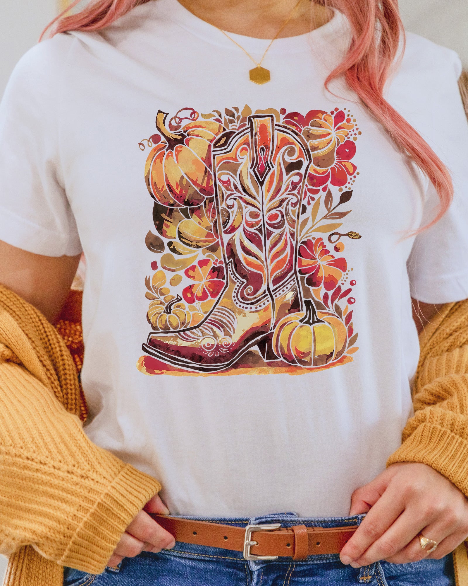 Western Fall Cowboy Boot Boho Fall DTF Transfer