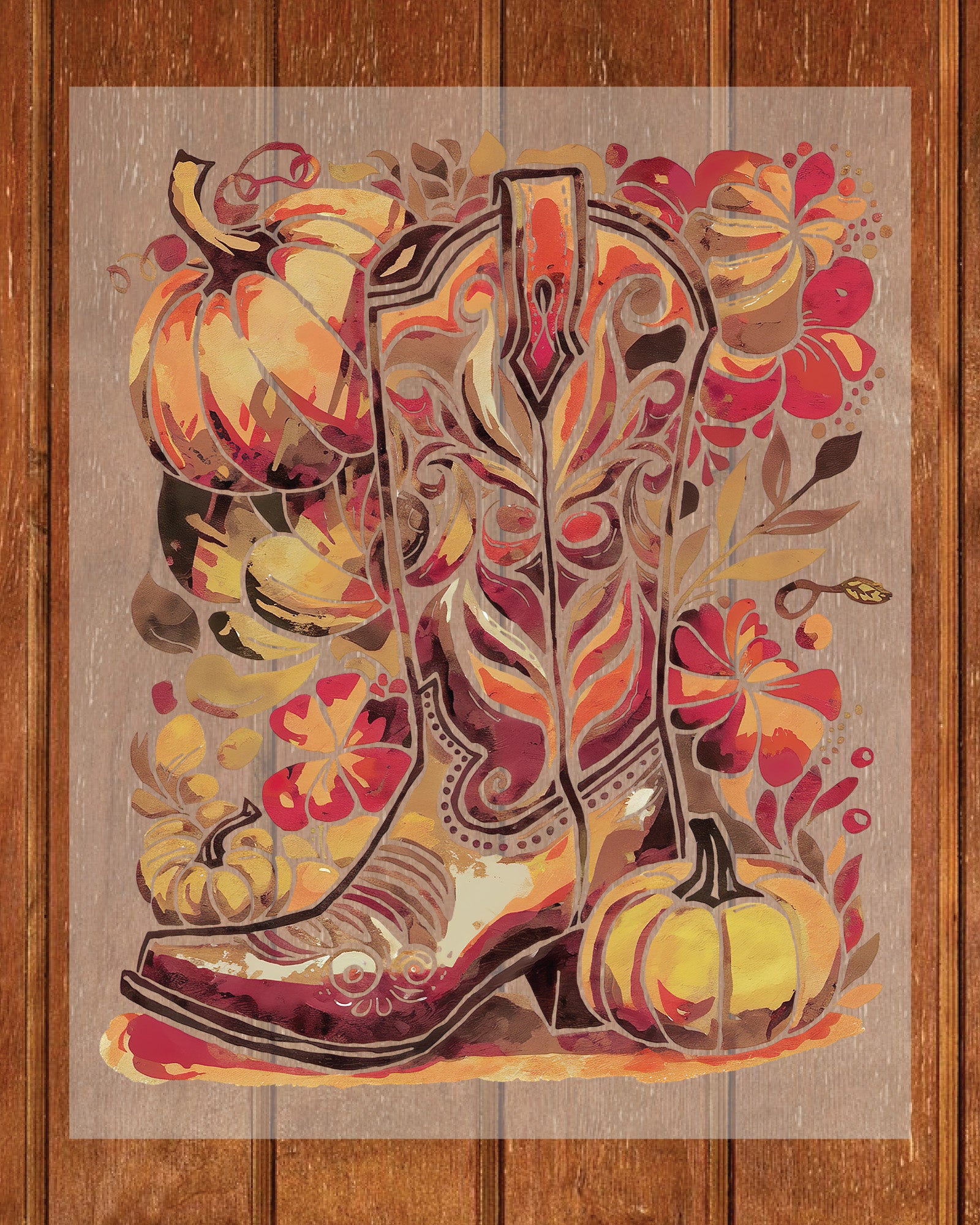 Western Fall Cowboy Boot Boho Fall DTF Transfer