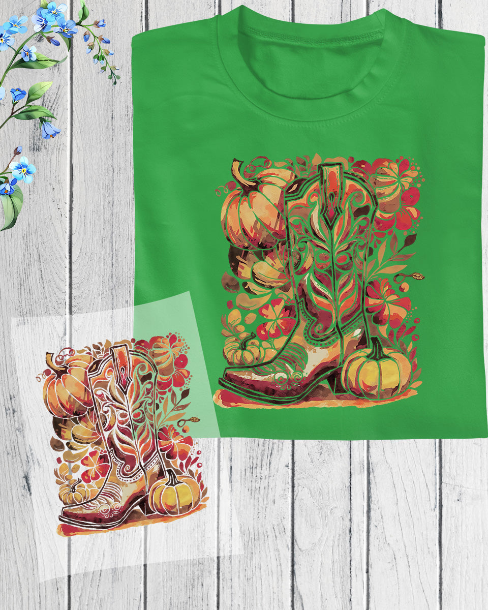 Western Fall Cowboy Boot Boho Fall DTF Transfer