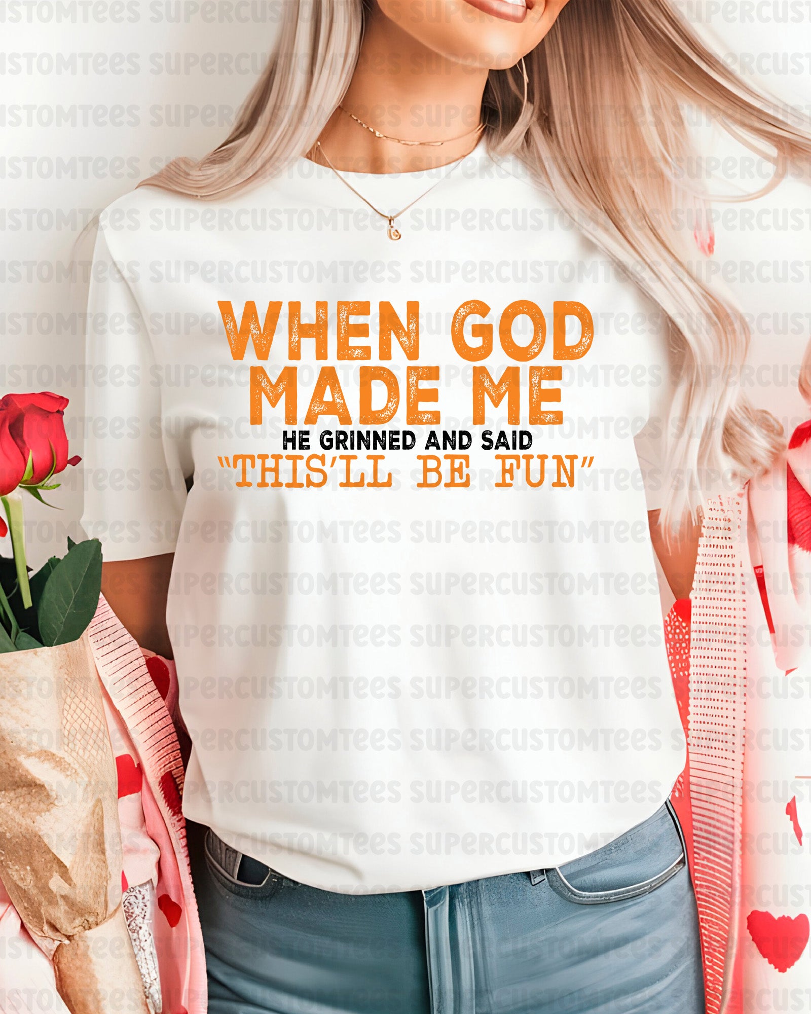 When God Made Me Funny Christian DTF Transfer