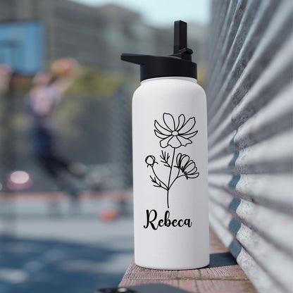 Wildflower Custom Name Stainless Steel Water Bottle