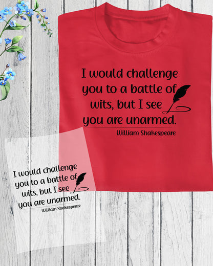 William Shakespeare Quote DTF Transfer
