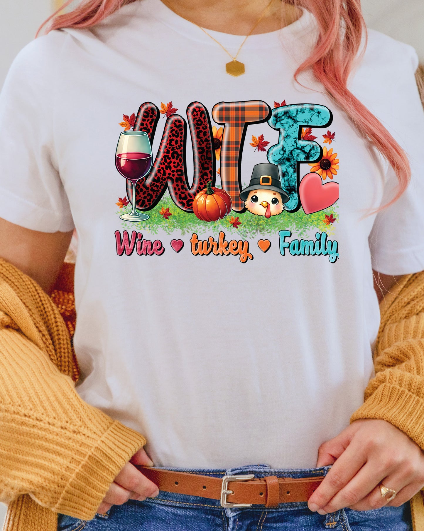 Wine Turkey Family Thanksgiving Heat Transfer