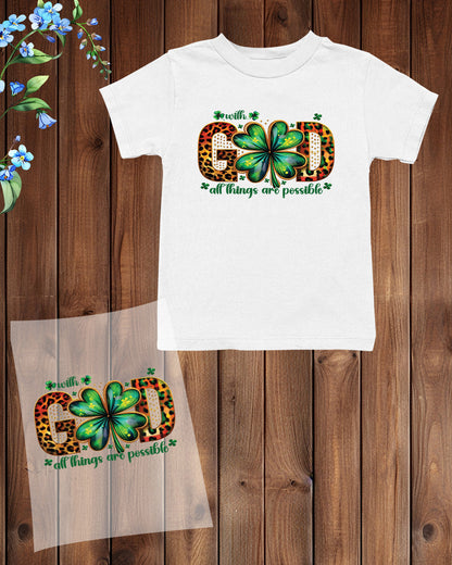 With God all Things are Possible Kids Patrick’s Day DTF Transfer