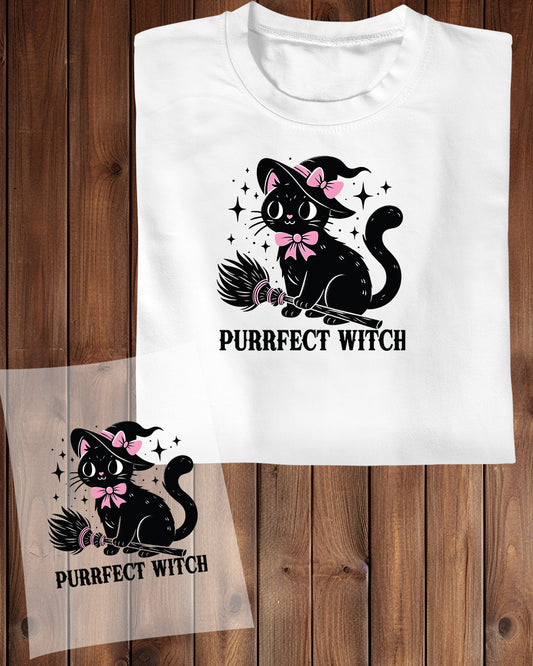 Purrfect Witch Funny Halloween DTF Transfer Film