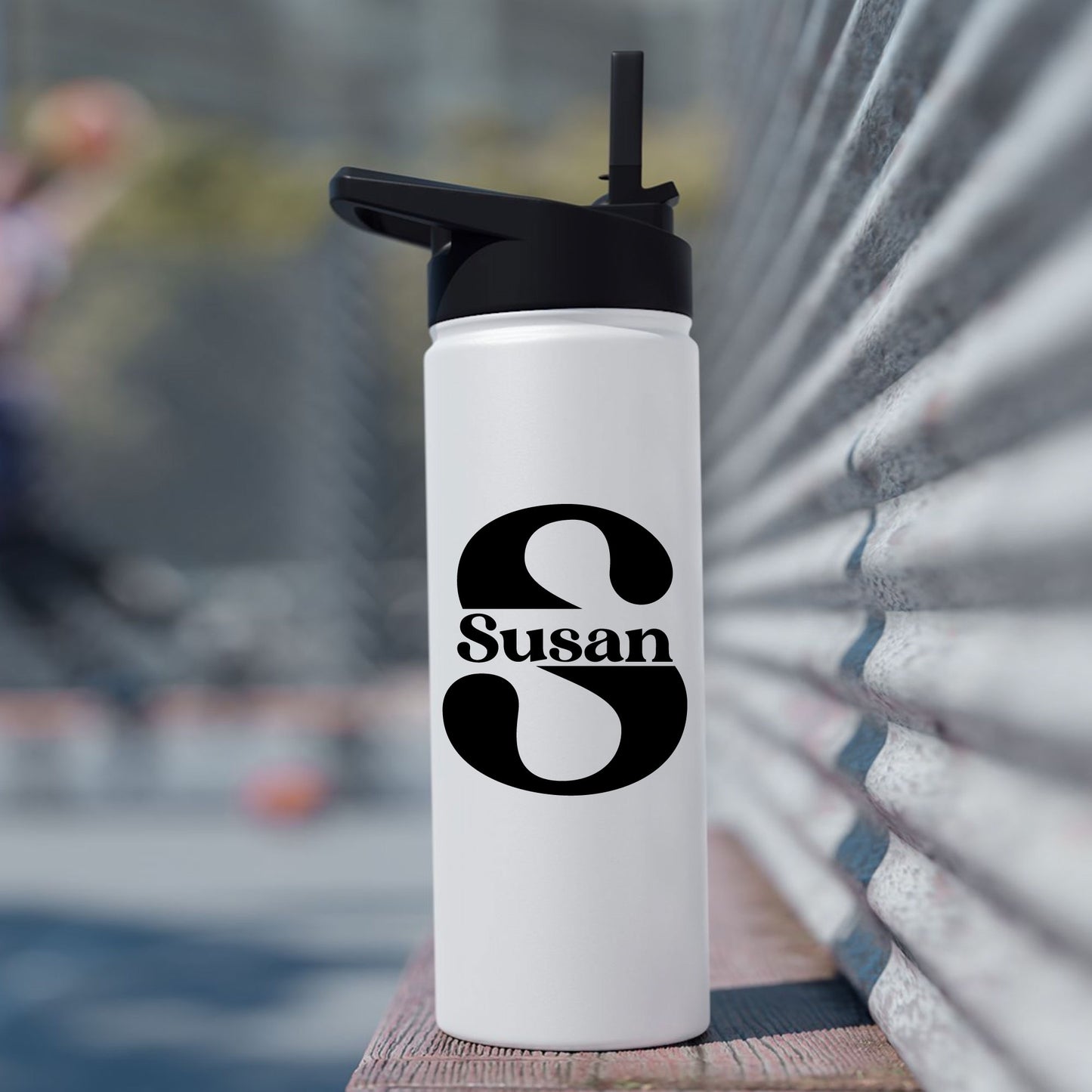 Custom Name Character Stainless Steel Water Bottle with Straw
