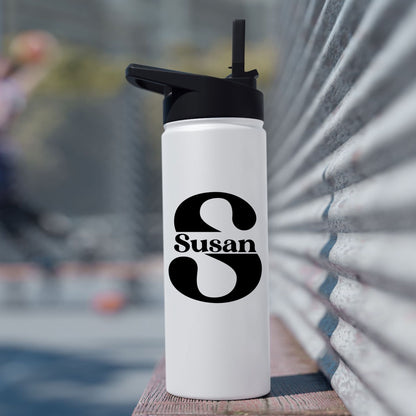 Custom Name Character Stainless Steel Water Bottle with Straw